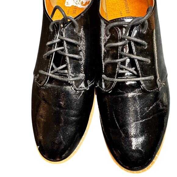 Chinese Laundry Women’s Black Tan Trim Platform Oxford Shoes 10 M Academia Prepp - Picture 7 of 13